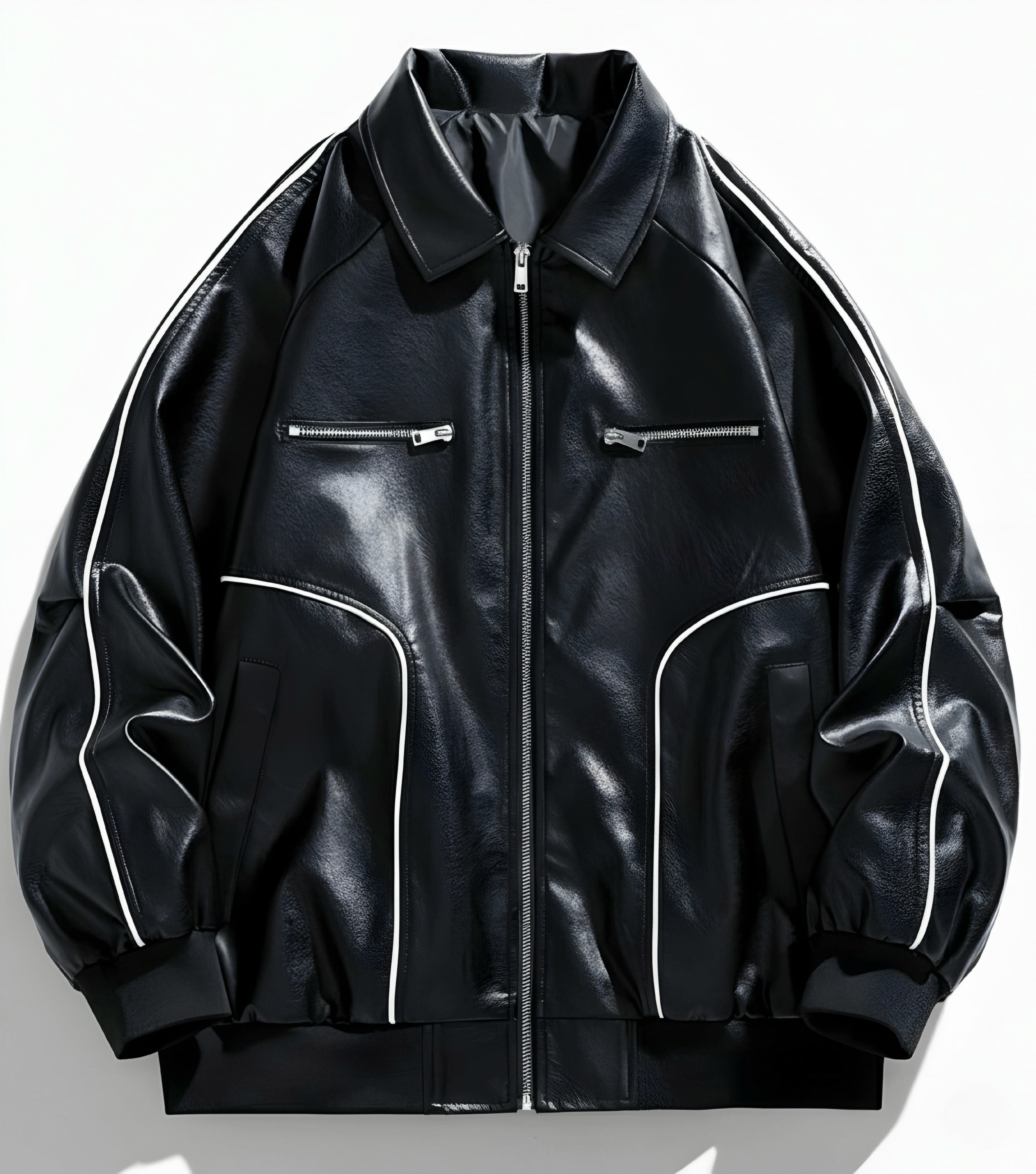 Phantom Pulse Oversized Faux Leather Jacket – Street Luxe Edition