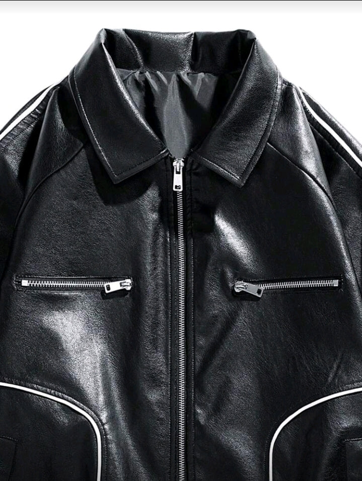 Phantom Pulse Oversized Faux Leather Jacket – Street Luxe Edition