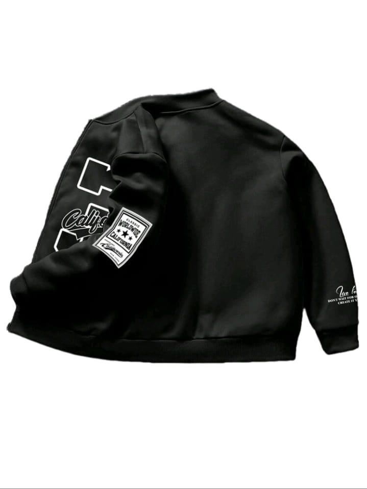 Black “California 23” Varsity Zip-Up Jacket