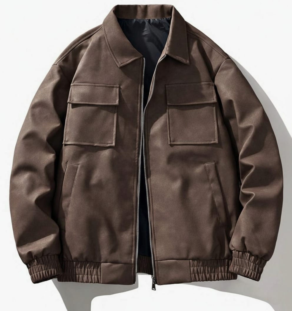 Brown Utility Bomber Jacket