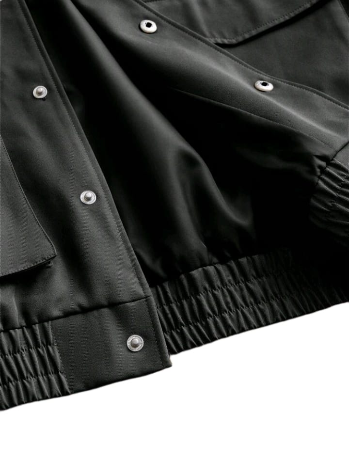 Dark Gray Bomber Jacket with Contrast Collar