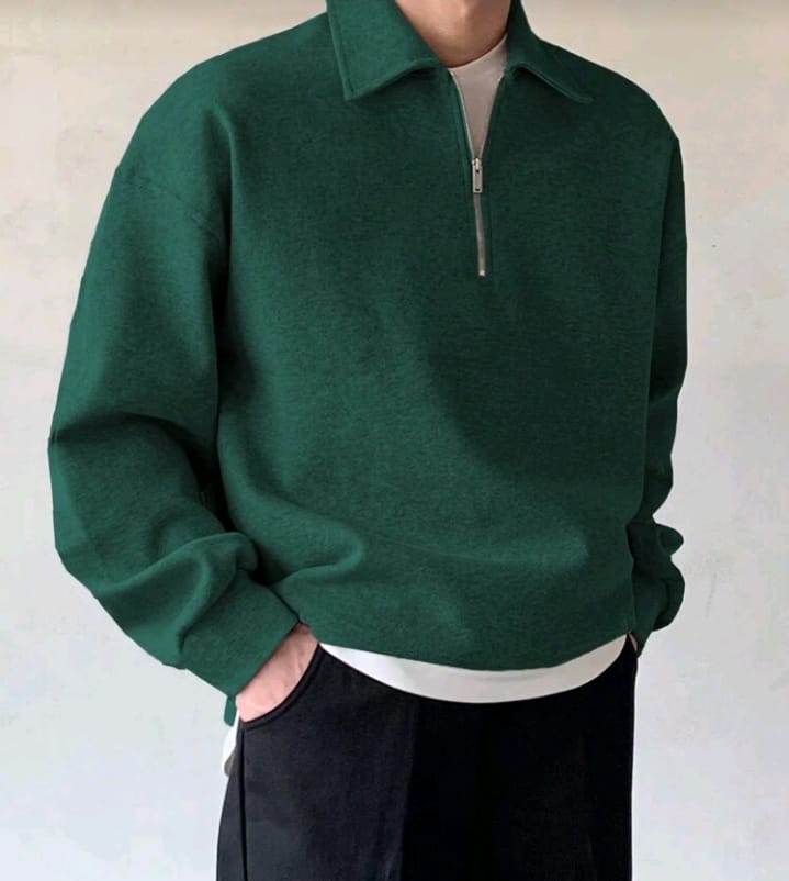 Classic Forest Green Half-Zip Sweatshirt