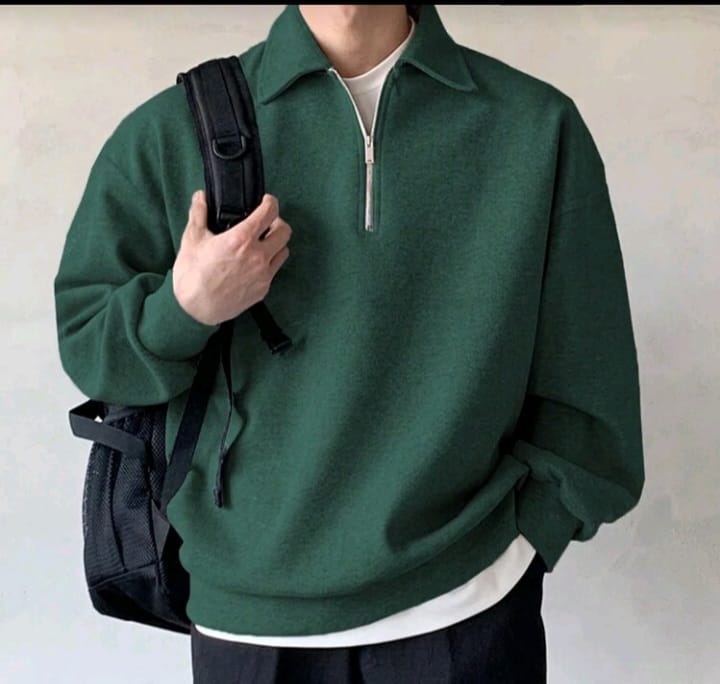 Classic Forest Green Half-Zip Sweatshirt