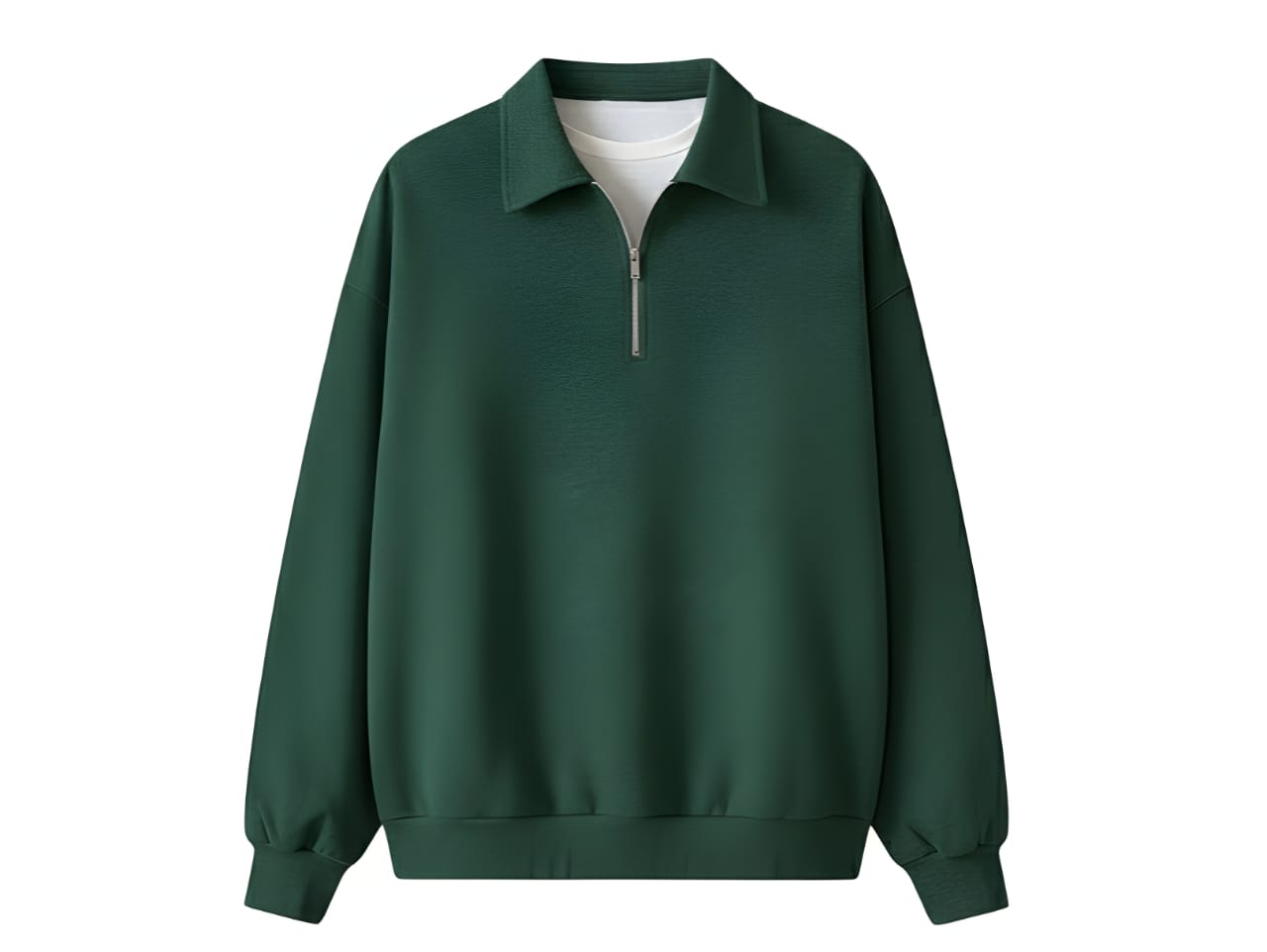 Classic Forest Green Half-Zip Sweatshirt