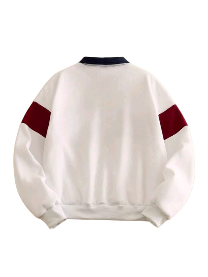 Retro Colorblock Polo Sweatshirt