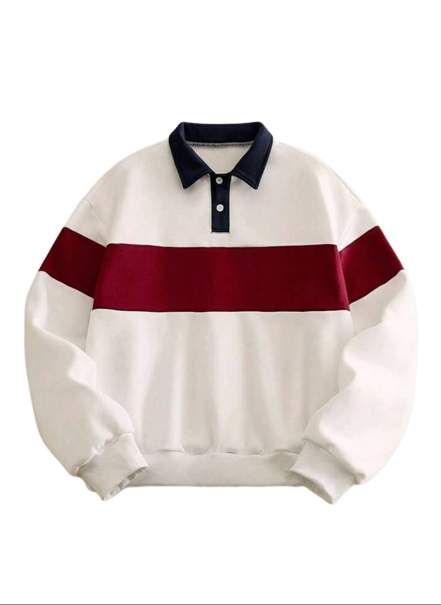 Retro Colorblock Polo Sweatshirt