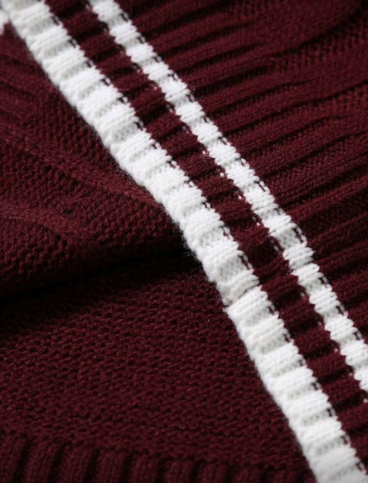 Maroon Cable-Knit V-Neck Sweater Vest
