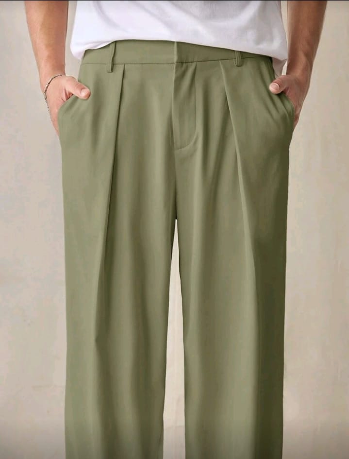 Sage Green Wide-Leg Trousers