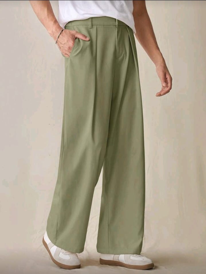 Sage Green Wide-Leg Trousers