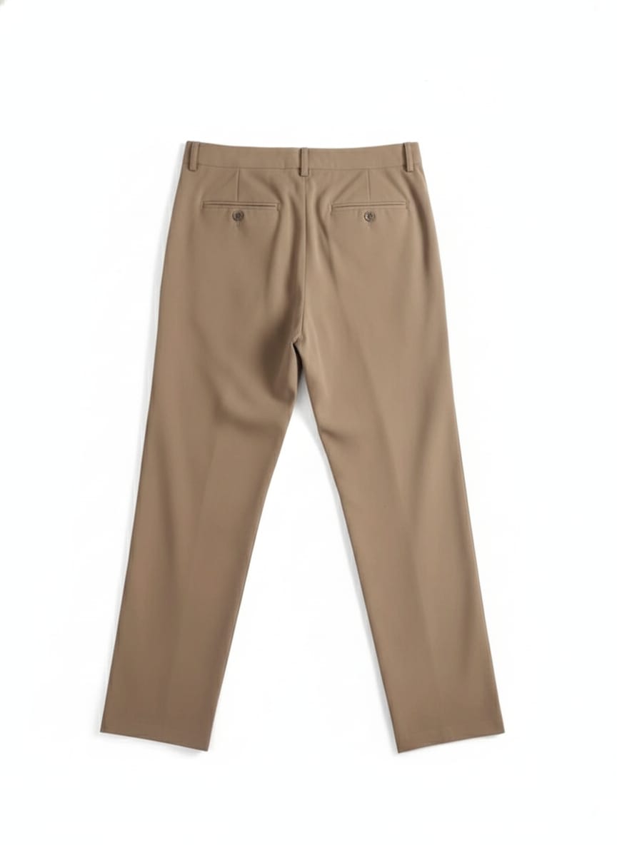 Classic Beige Straight-Leg Trousers