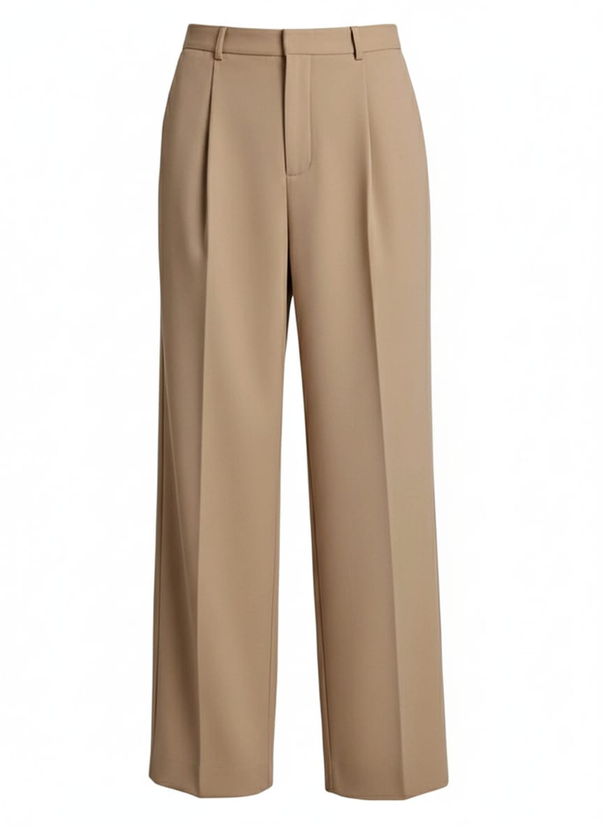 Classic Beige Straight-Leg Trousers
