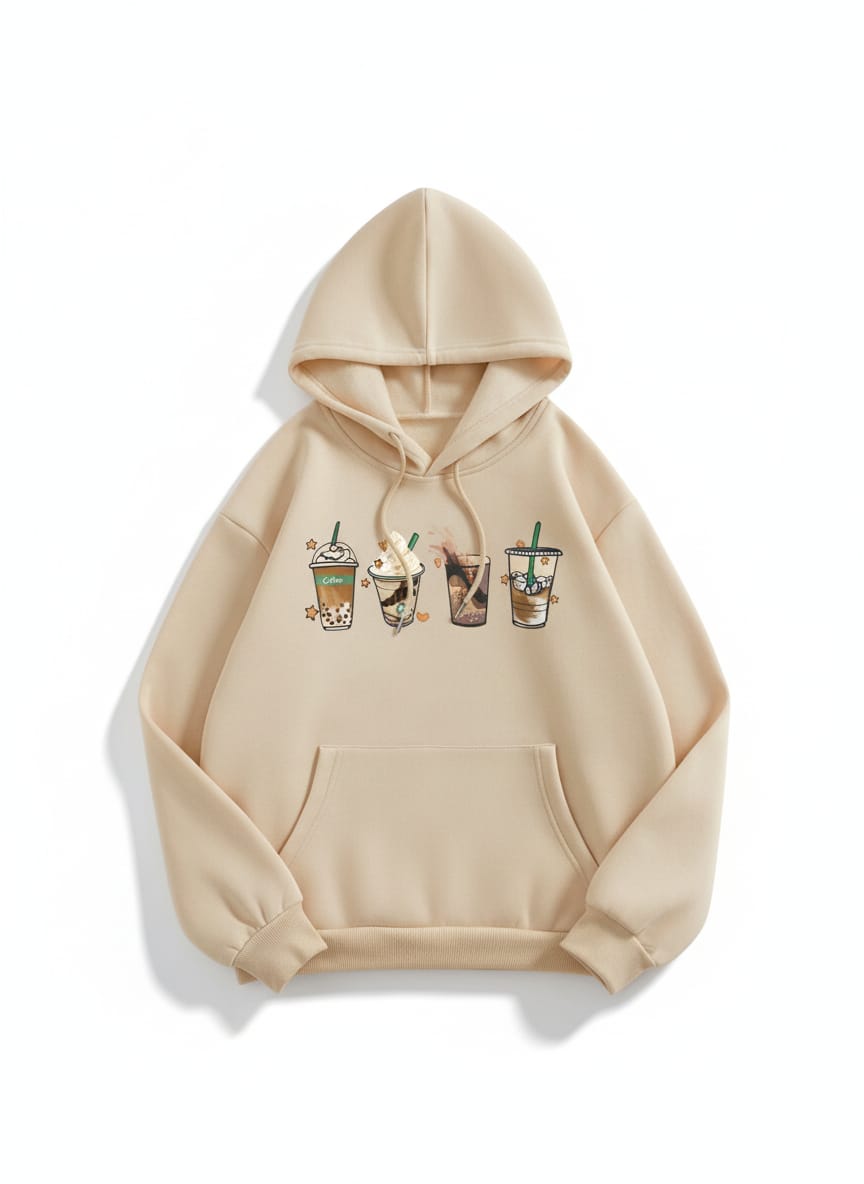 Women's Oversized Coffee Drinks Graphic Hoodie