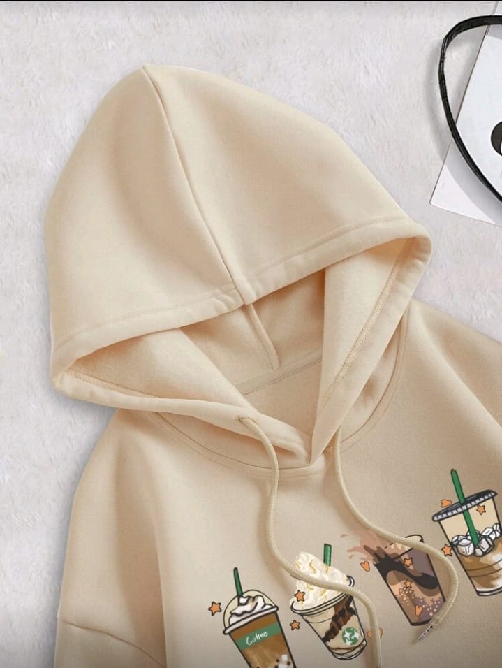 Women's Oversized Coffee Drinks Graphic Hoodie