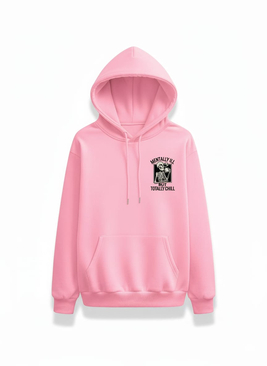 Pink Skeleton Graphic Mental Health Hoodie