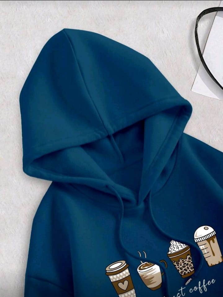 Women's Navy "But First Coffee" Graphic Hoodie