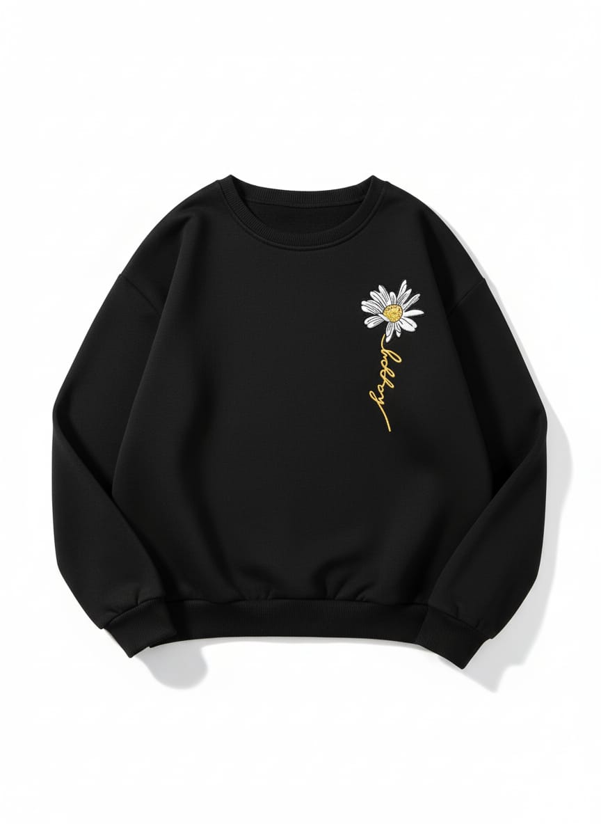 Women's Happy Daisy Flower Graphic Crewneck Sweatshirt
