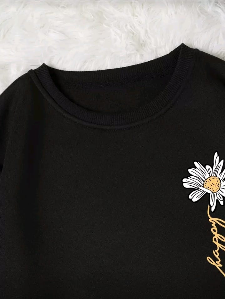 Women's Happy Daisy Flower Graphic Crewneck Sweatshirt