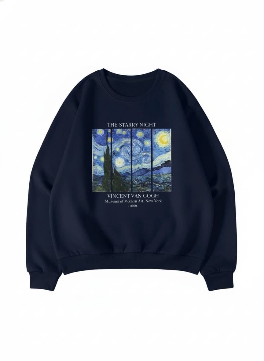 Women's Oversized Van Gogh "Starry Night" Art Sweatshirt