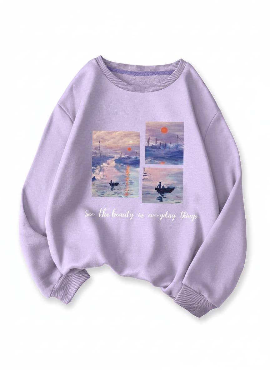 Women's Lavender Art Collage Graphic Sweatshirt