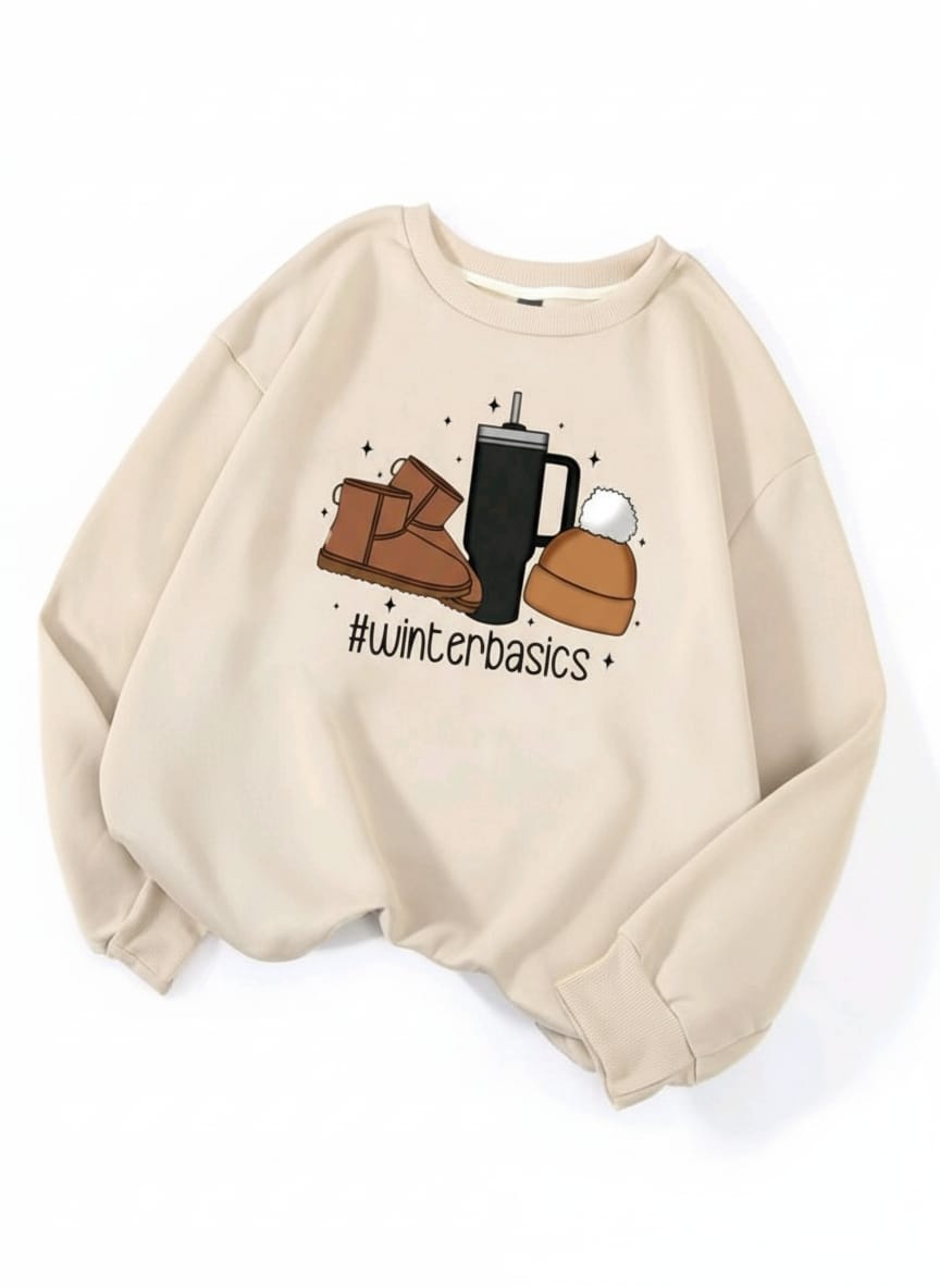 Women's Winter Basics Graphic Sweatshirt - Beige