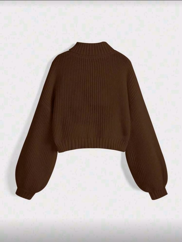 Woodland Fawn Embroidered Mock Neck Sweater
