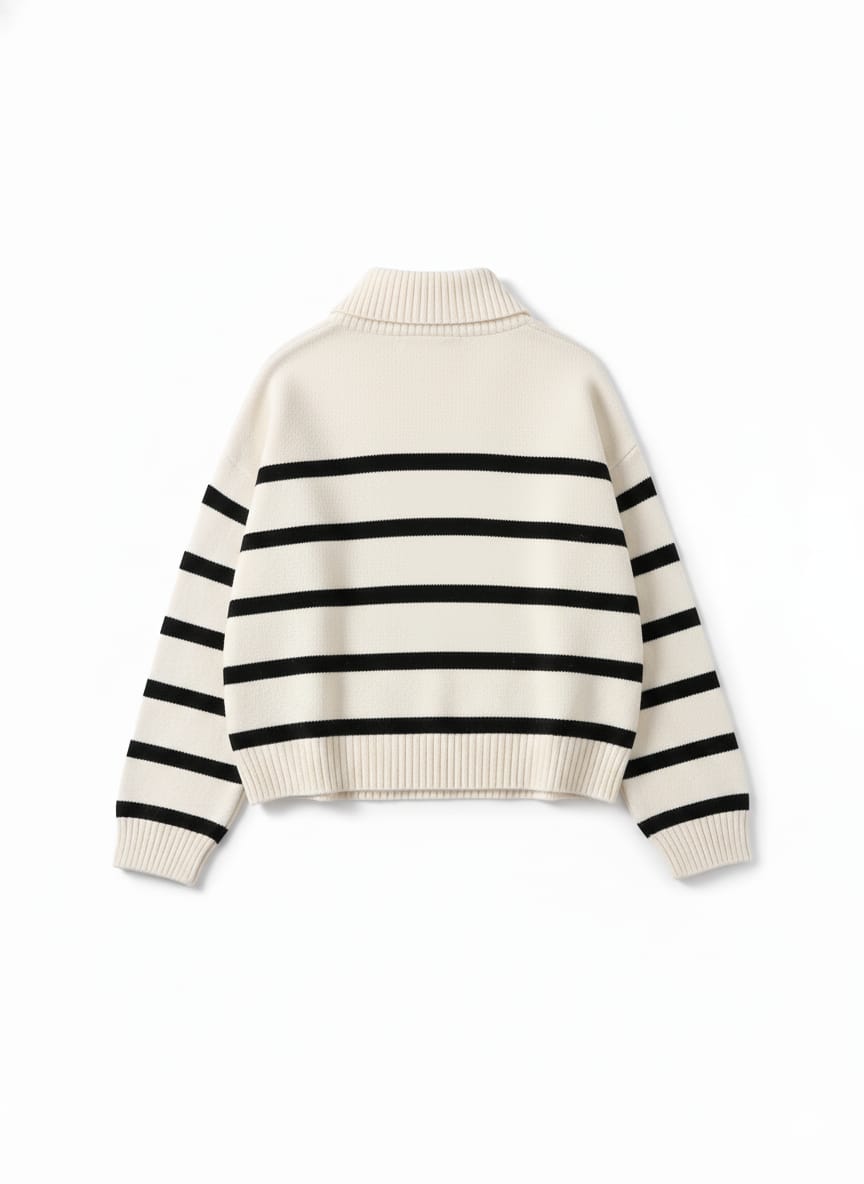 Classic Breton Stripe Quarter-Zip Pullover