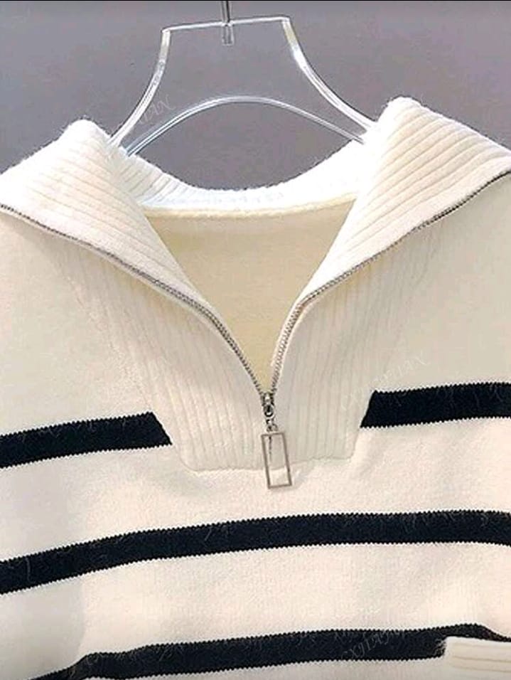 Classic Breton Stripe Quarter-Zip Pullover