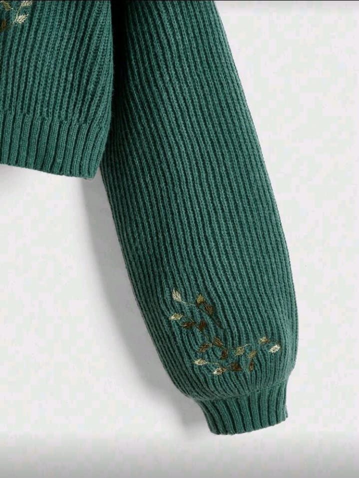 Celestial Fox Embroidered Mock Neck Sweater