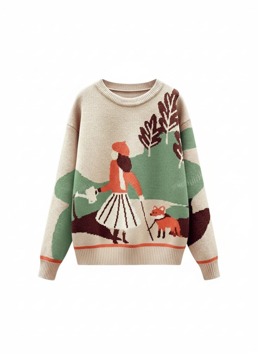 Scenic Walk Jacquard Knit Sweater