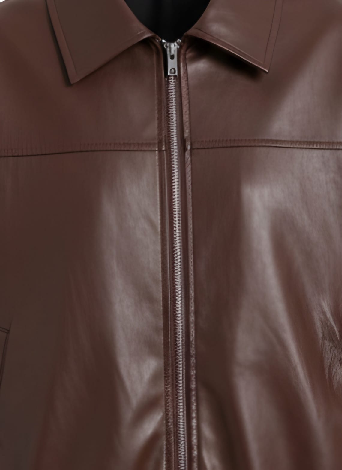 Chocolate Brown Oversized Faux Leather Bomber Women Jacket