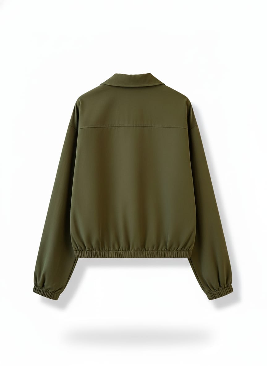Olive Green Lightweight Utility Cropped Jacket