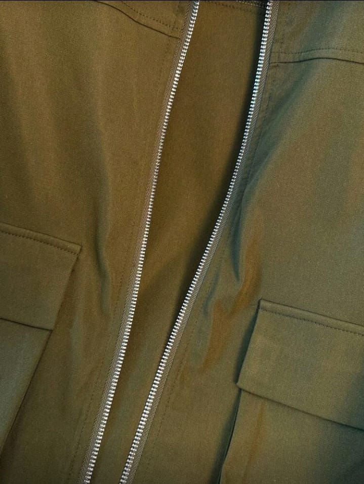 Olive Green Lightweight Utility Cropped Jacket