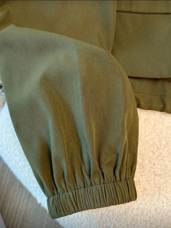 Olive Green Lightweight Utility Cropped Jacket