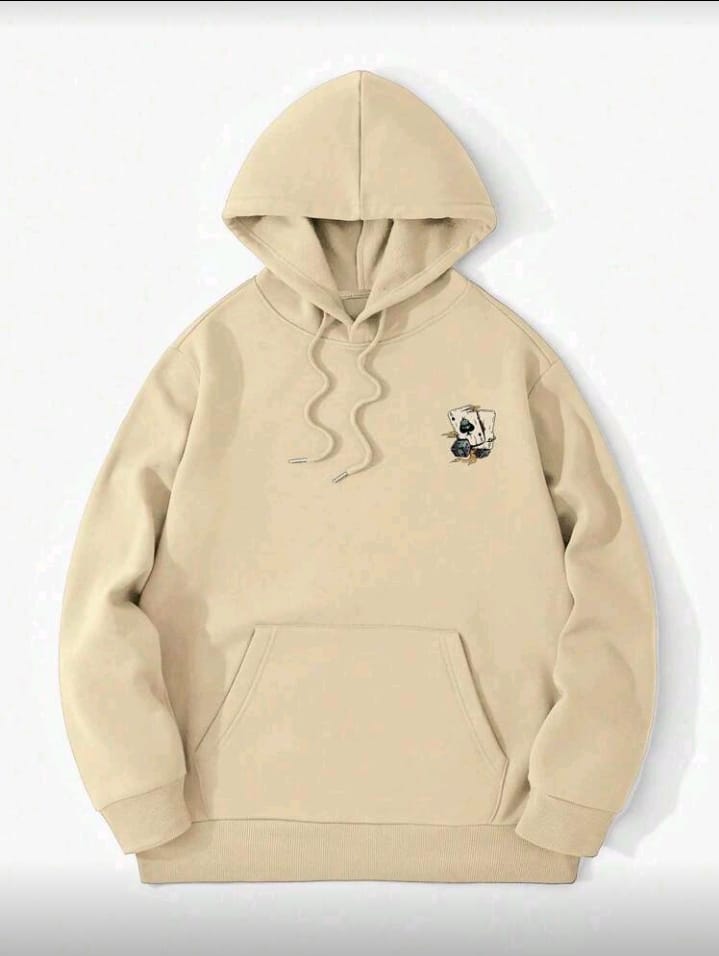 High Roller Ace Card Graphic Hoodie in Pale Beige