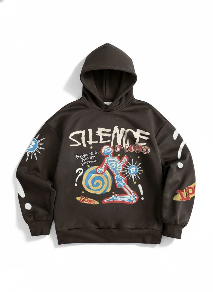 "Silence of the Damned" Skeleton Graphic Oversized Hoodie