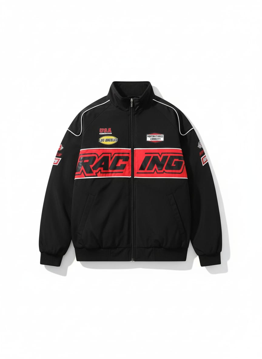 🏁 Street Racer Black & Red Jacket 🏆