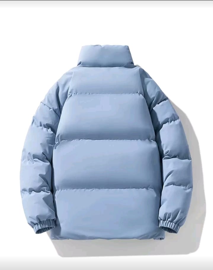 Solid Pastel Blue Puffer Jacket