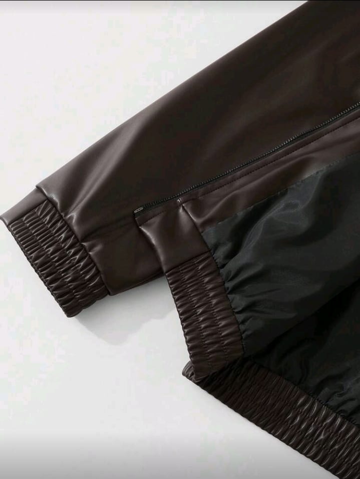 Minimalist Dark Brown Faux Leather Jacket