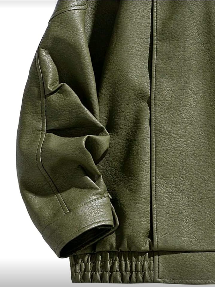 Olive Green Oversized Biker Jacket