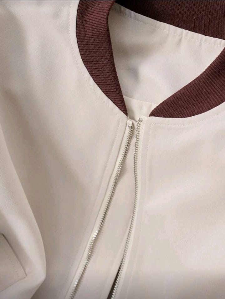 Chic Minimalist Faux Leather Bomber Jacket