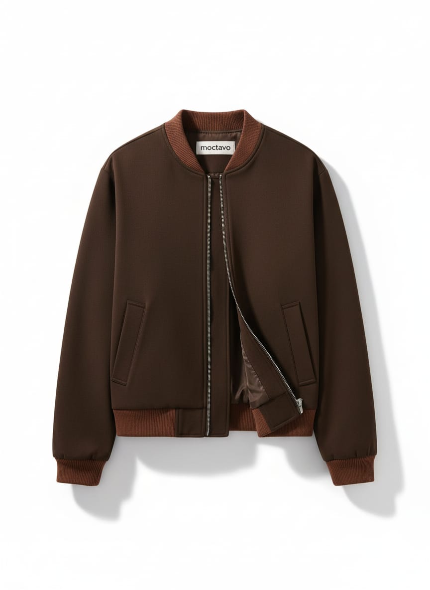 Rich Brown Full-Zip Bomber with Terracotta Trim