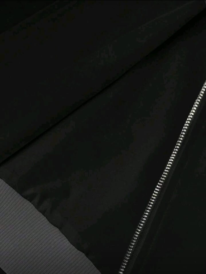 Classic Black Bomber with Contrast Grey Ribbing