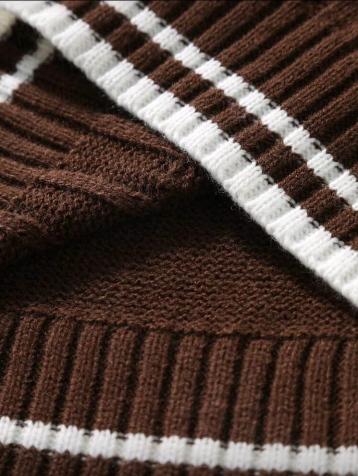 Preppy Brown Cable Knit Sweater Vest