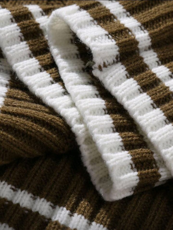 Walnut Brown Cable Knit Trimmed Vest