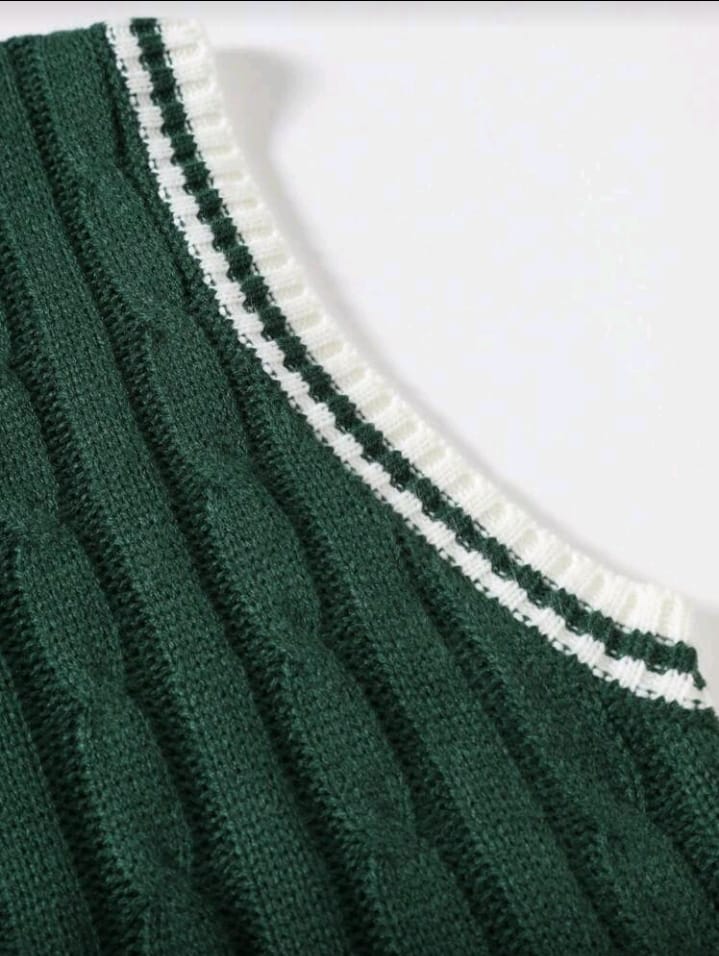 Emerald Green Collegiate Cable Knit Vest