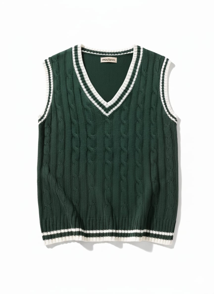 Emerald Green Collegiate Cable Knit Vest